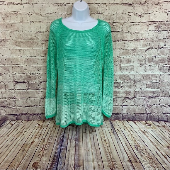 John Paul Richard Green Ombré Open Knit Sweater - Picture 1 of 11
